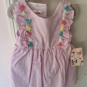 Pink striped tassel dress